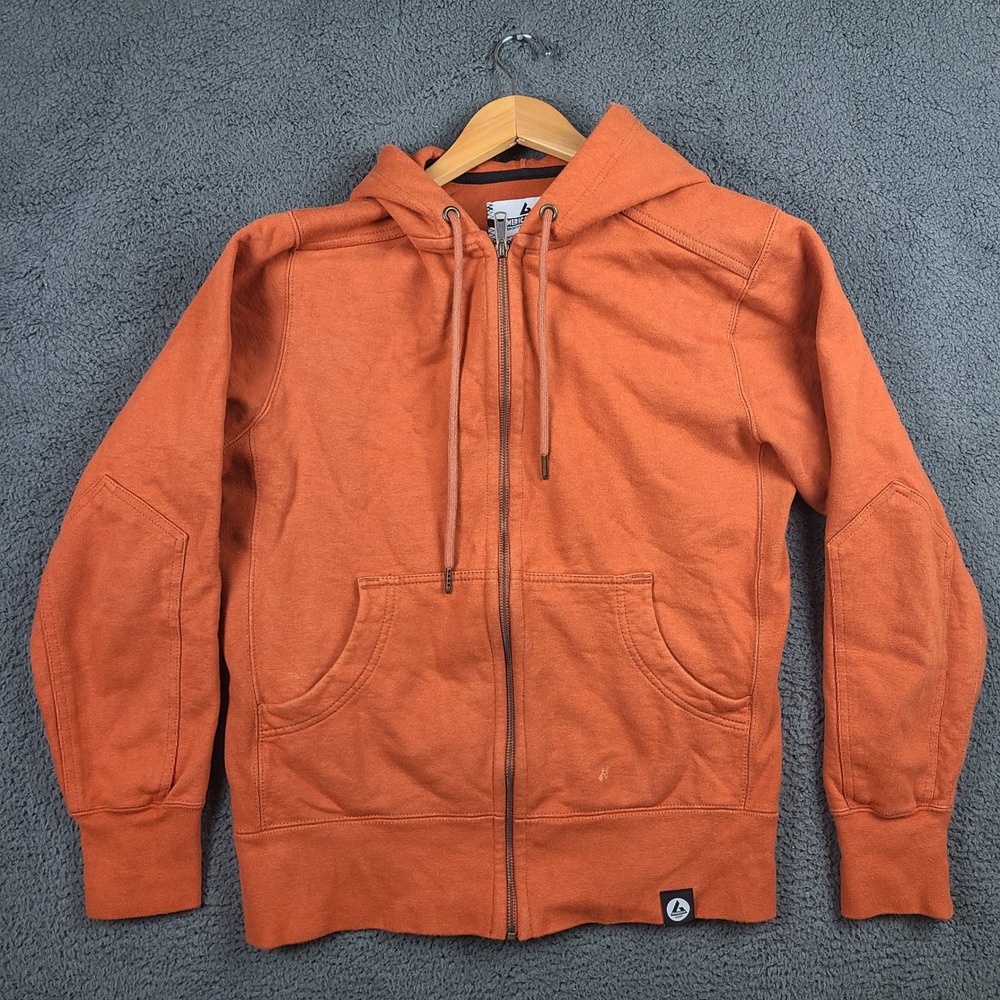 American Giant Mens Full Zip Hoodie Heavyweight Orange Cotton Sweatshirt Size M